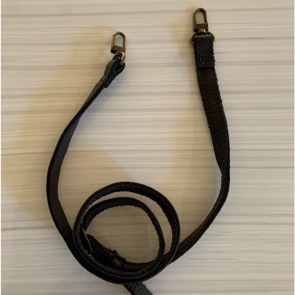 New Adjustable Black Leather Purse Strap